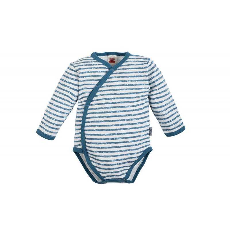 Baby Vest blue stripes and side opening