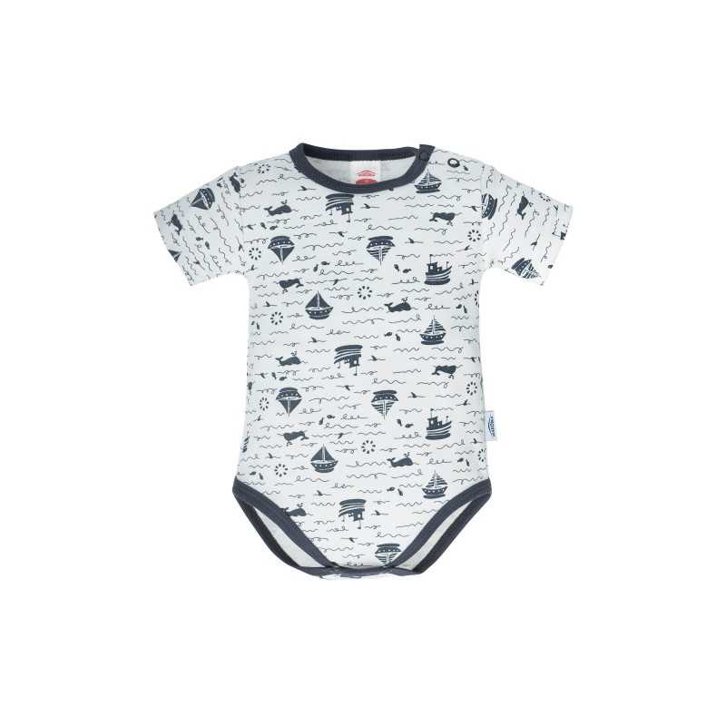 Short sleeve Baby Vest boats print