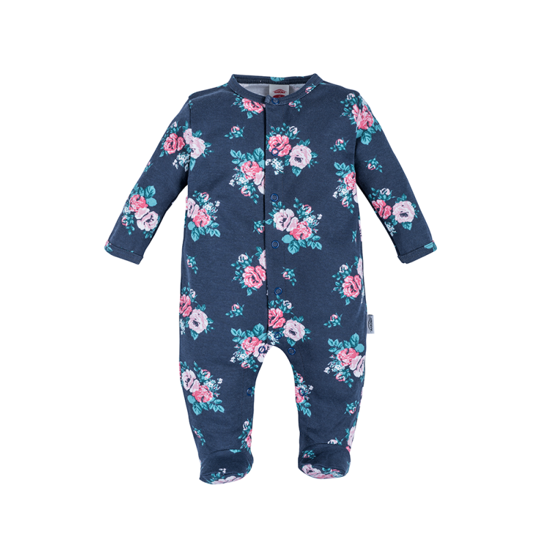 Baby Grow navy with flower print