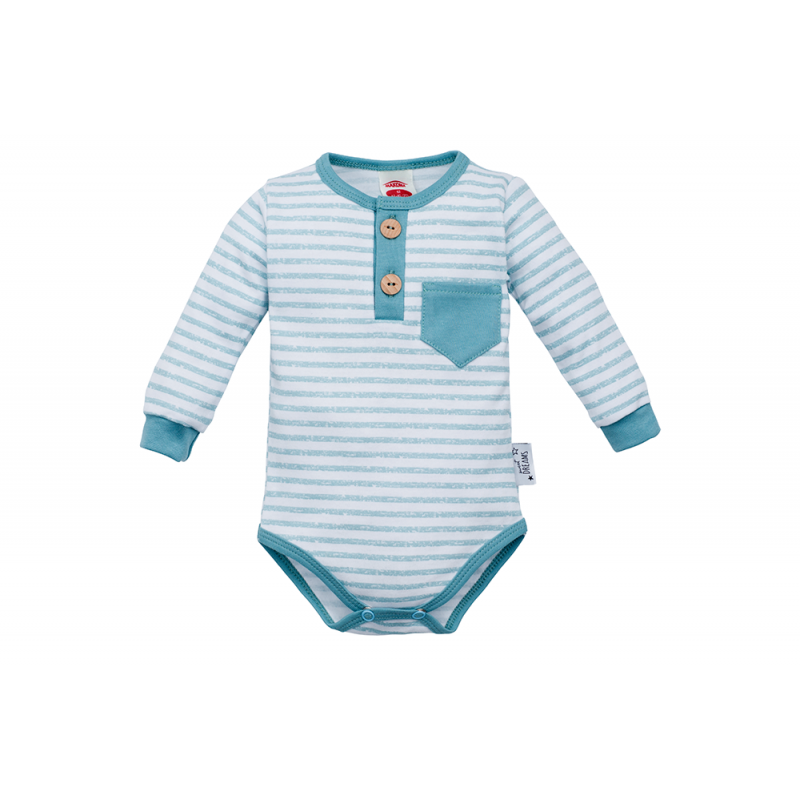 Baby Vest stripes and pocket detail