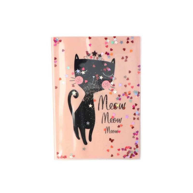 Cat and Glitter Plastic Notebook