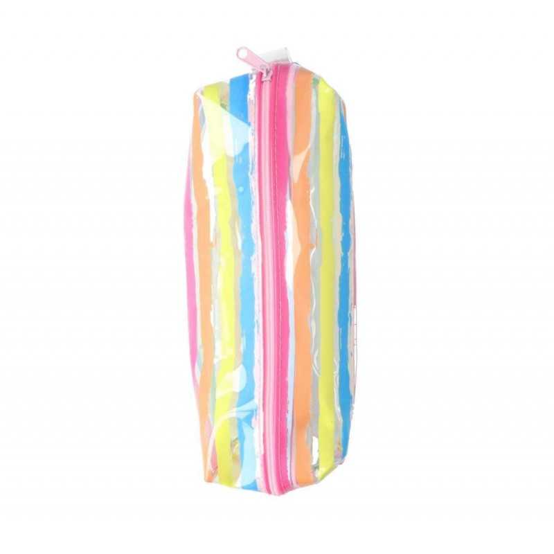 Striped Transparent Case - Zipper -...