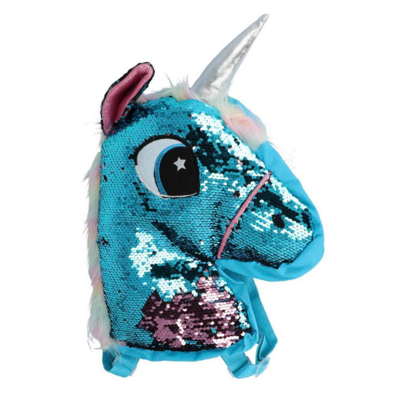 Unicorn Head Backpack - Sequins - Zipper