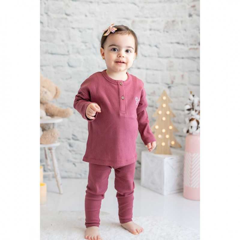2pc Baby Girl Set with pants Claret Red