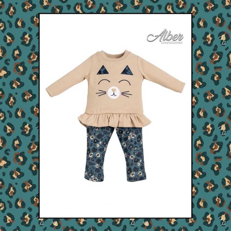 2pc Baby Girl Set with cute cat print