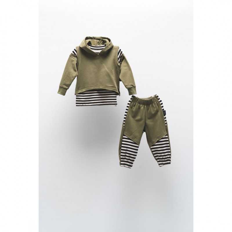 3pc Boys Tracksuit Set Khaki