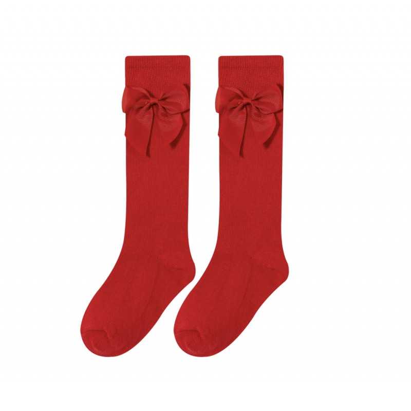 High Socks with Bow Red