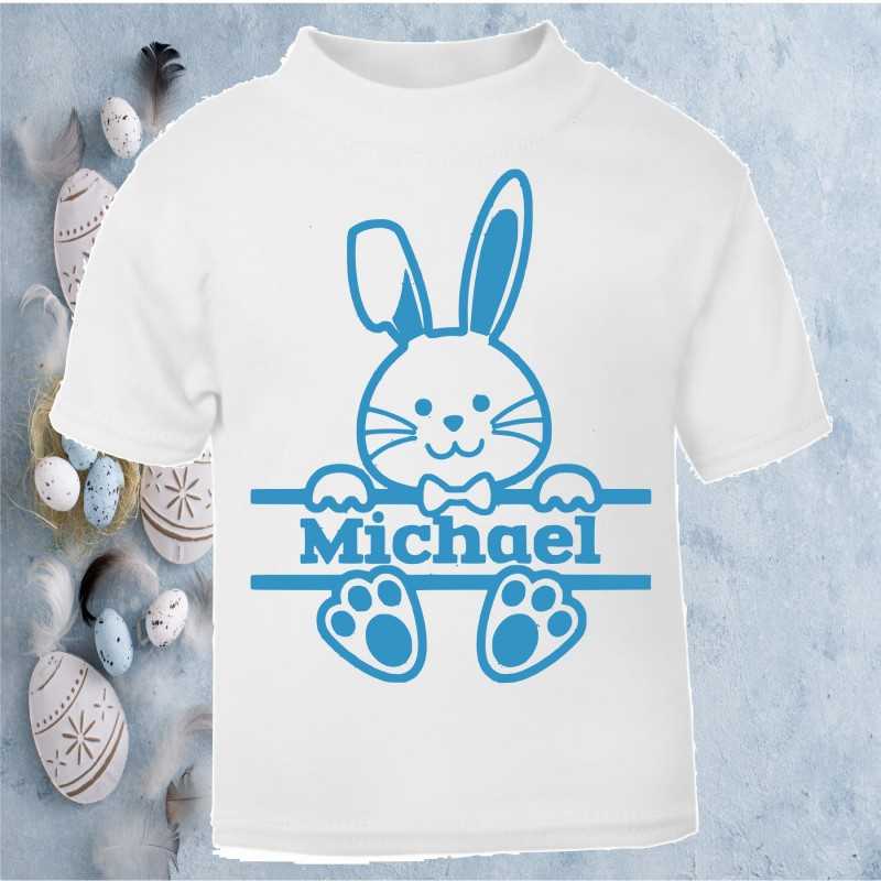Personalised Easter T-shirt Bunny Blue
