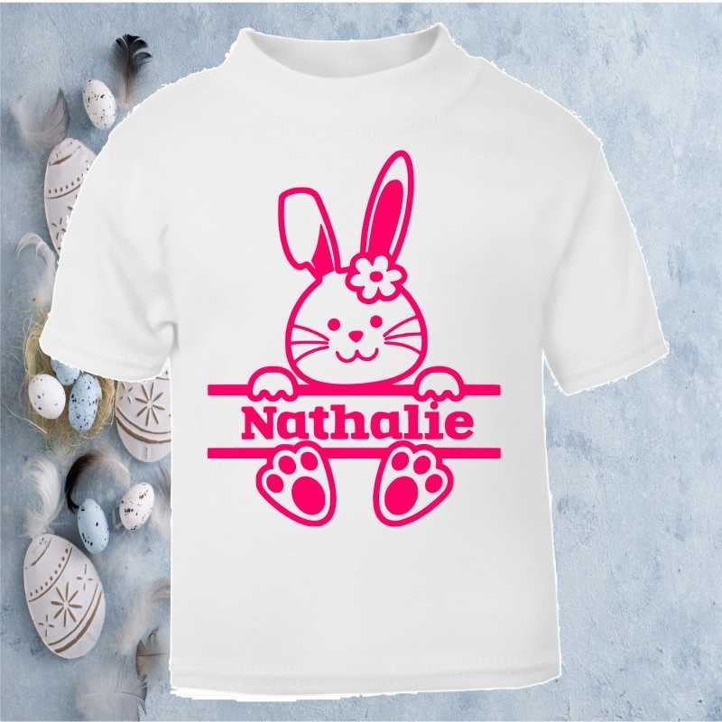 Personalised Easter T-shirt Bunny Pink