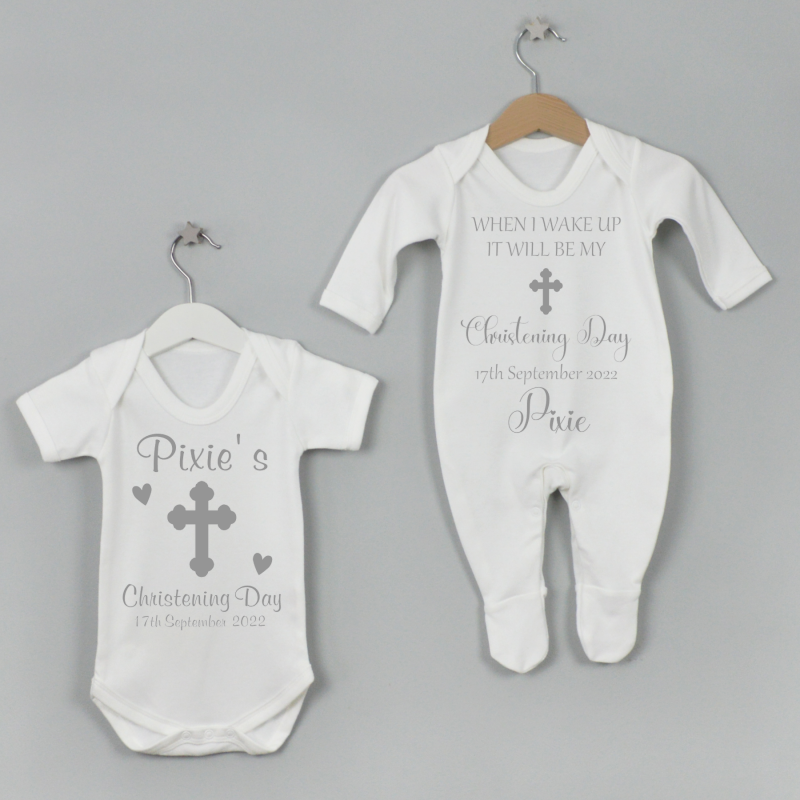 Personalised Baby grow and Baby vest set