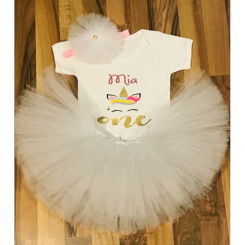 Unicorn tutu set white