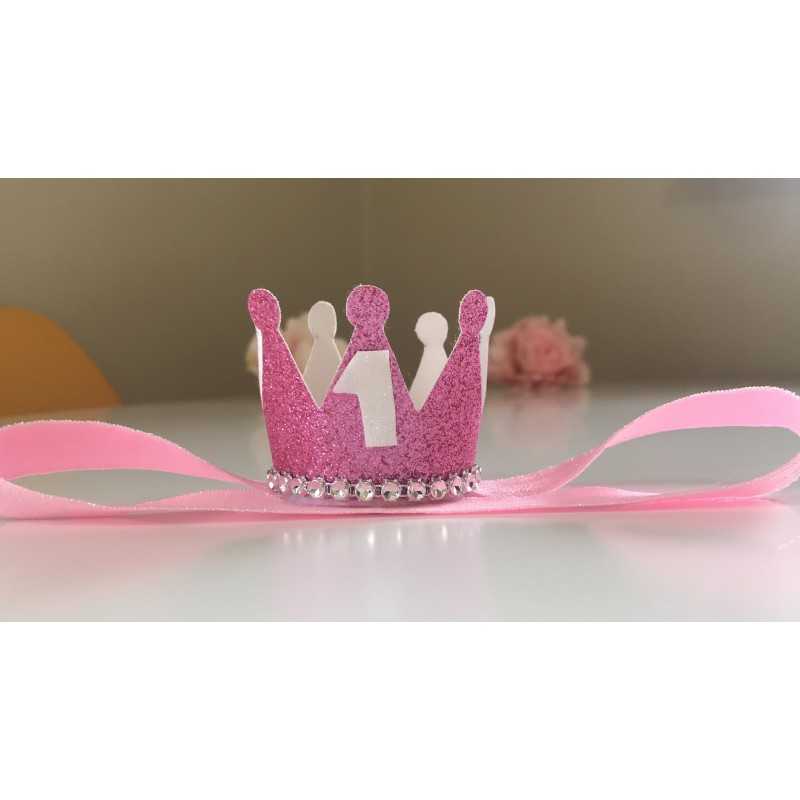 Small 1st Birthday Crown Pink