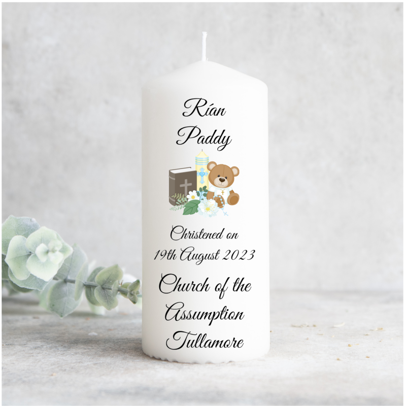 Personalised Christening Candle Blue...