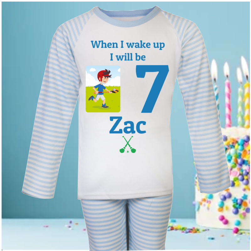 Personalised Birthday Pjs Hurling Boy