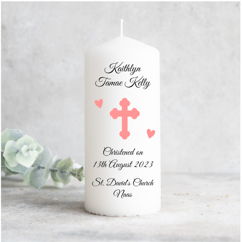 Christening candle Pink