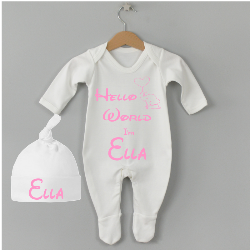 Personalised Baby Grow and Hat Set