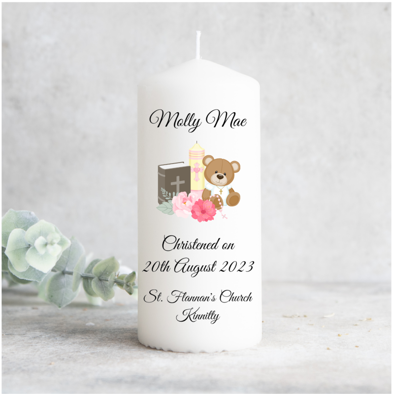 Personalised Christening Candle Pink...