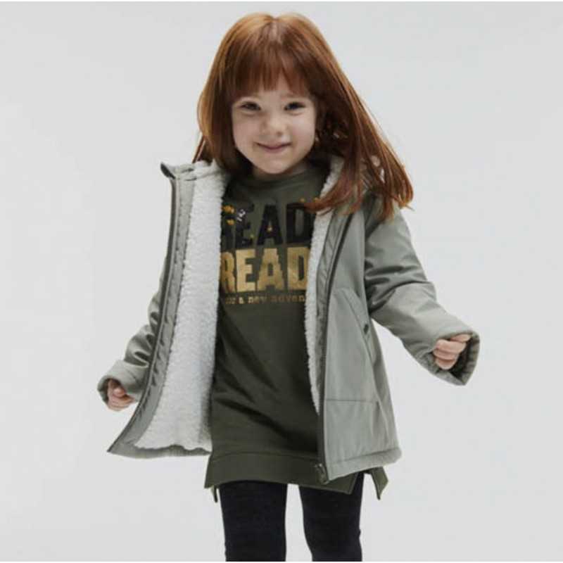 Girl'S Pu Down Jacket in Khaki Color
