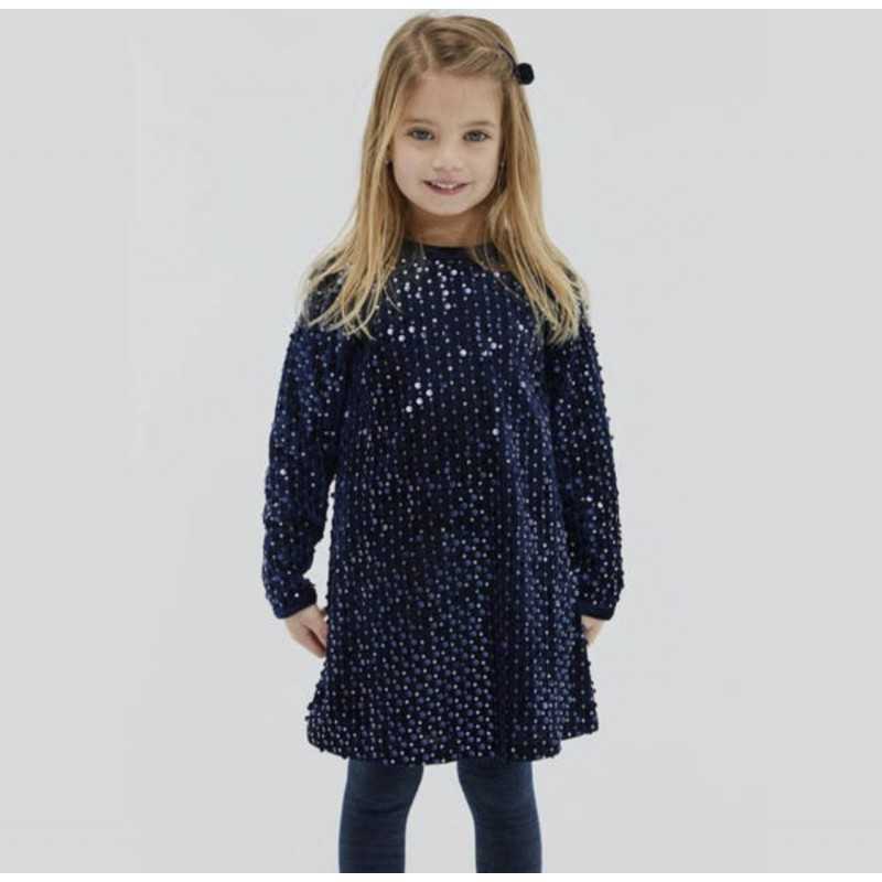 Girl'S Navy Stretch Microcorduroy Dress