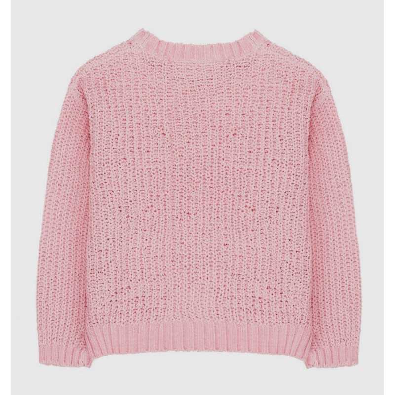 Girl'S Sweater in Pink Chenille Tricot