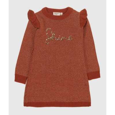 Girl'S Tricot Dress in Orange