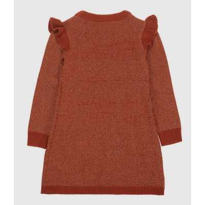 Girl'S Tricot Dress in Orange 2
