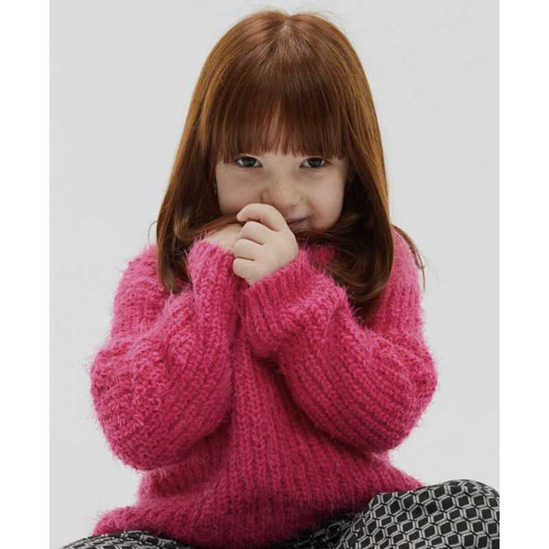 Girls Fuchsia Furry Knit Sweater....