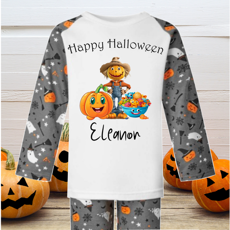 Personalised Halloween Pjs Scarecrow