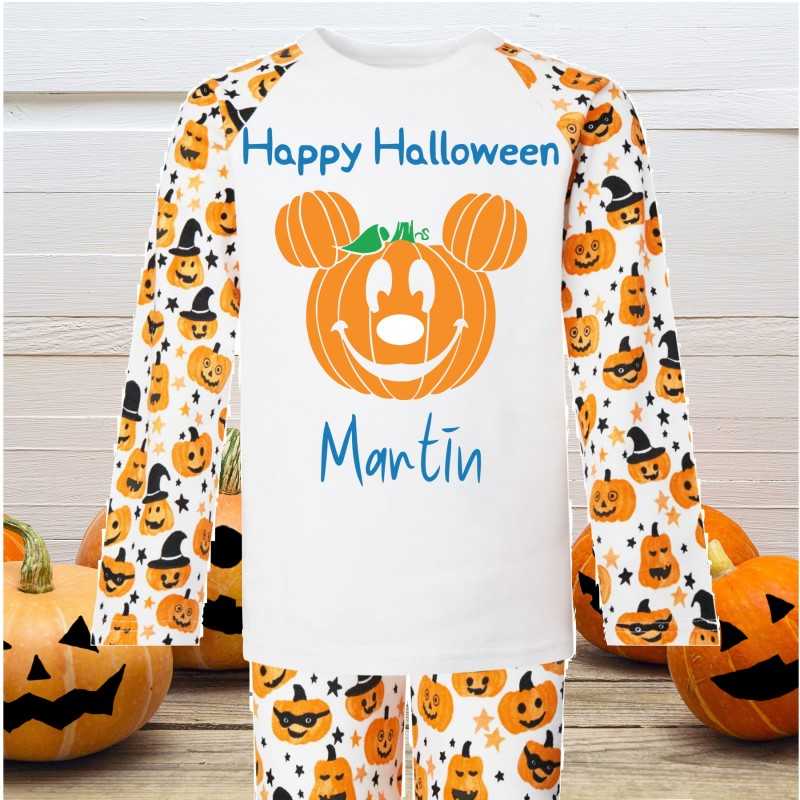 Personalized Halloween Pumpkin Pjs Blue