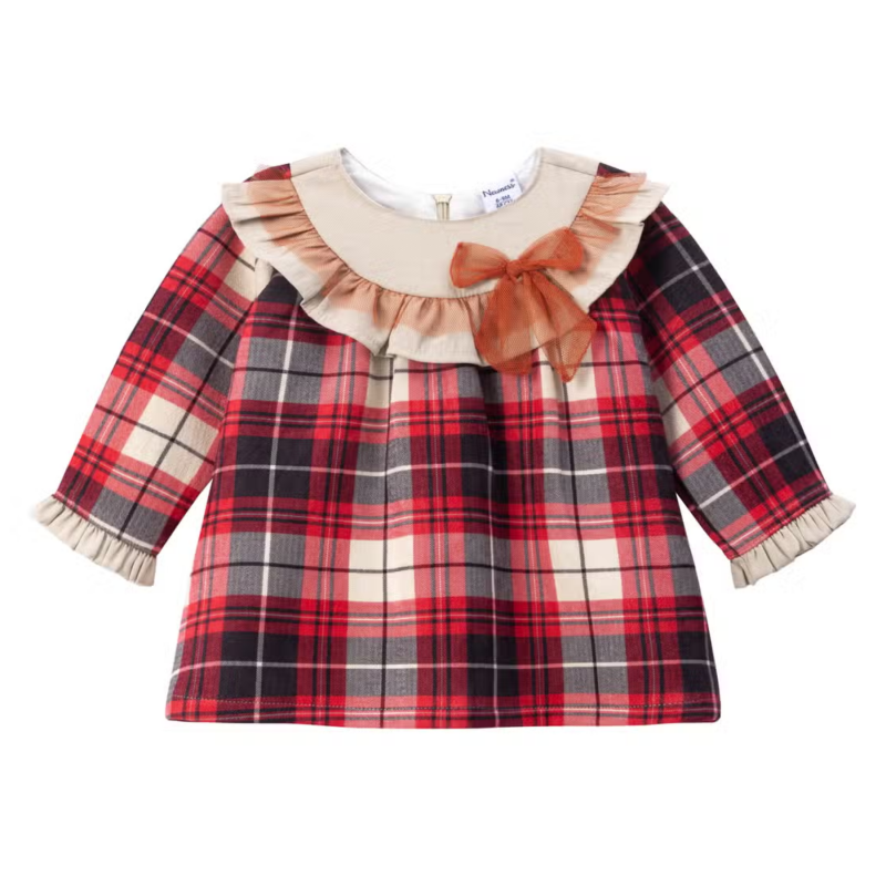 Baby Girl Dress Red Knitting Check