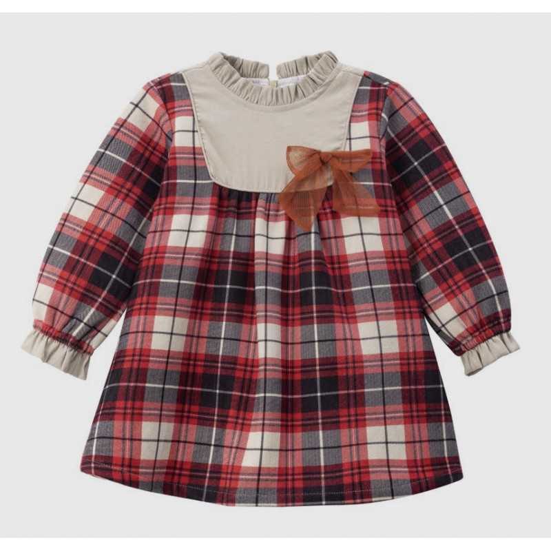 Girls Dress Long Sleeve with Red Check