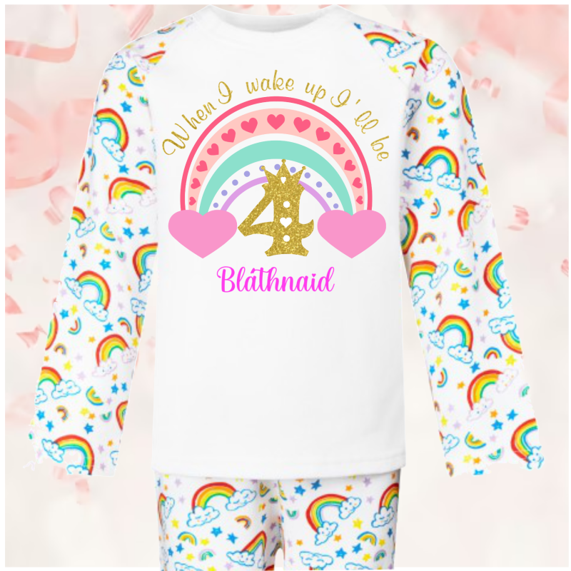 Personalised Birthday Pjs Rainbow