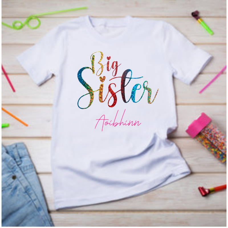 Personalised Big Sister Rainbow T-shirt
