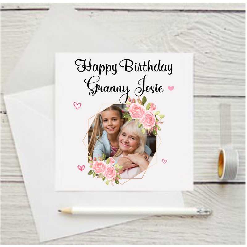 Personalised Photo Birthday card pink...