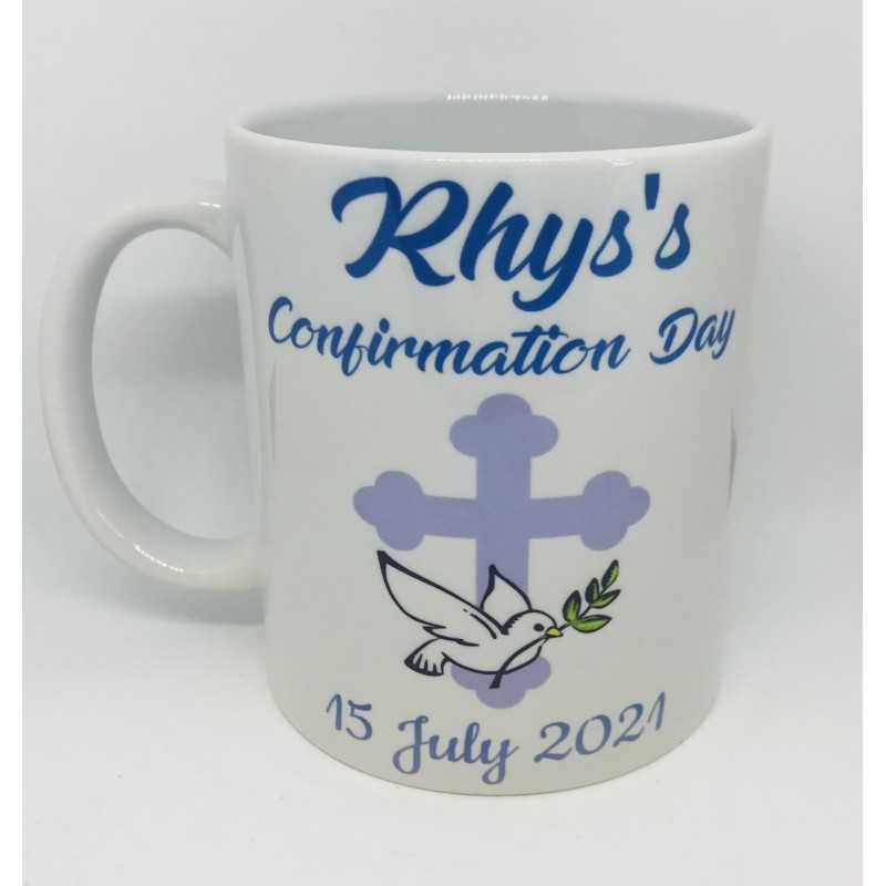 Personalised Confirmation mug Blue