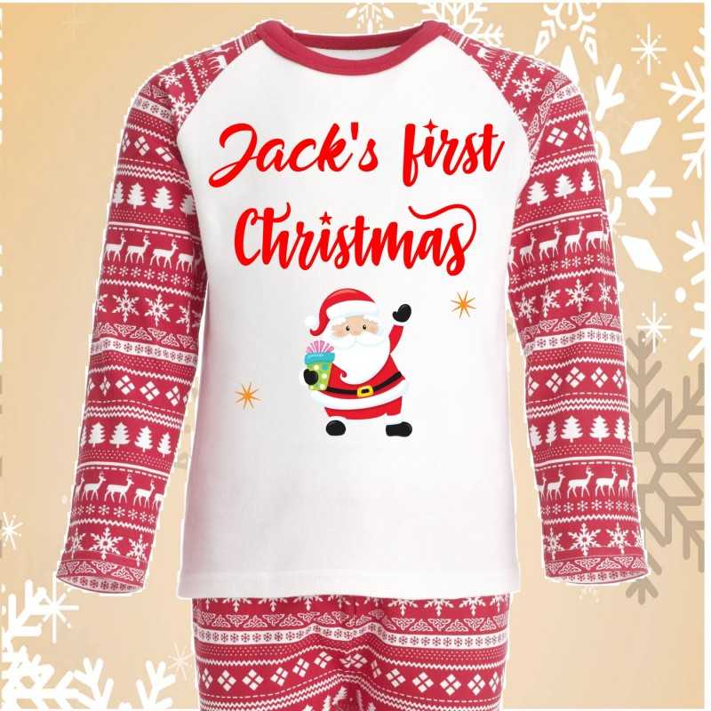 Personalised First Christmas Santa Pjs