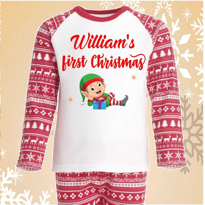 Personalised First Christmas Elf Pjs