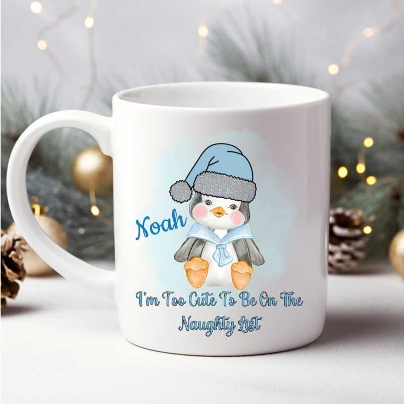 Cute Christmas Penguin Mug Blue