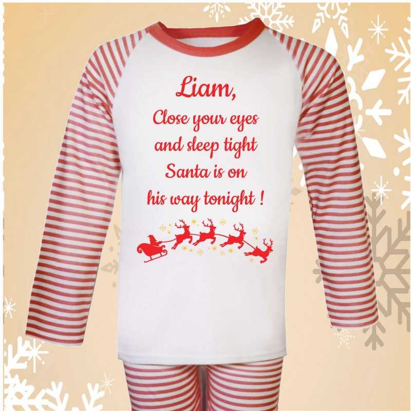 Personalised Christmas pjs Santa's on...