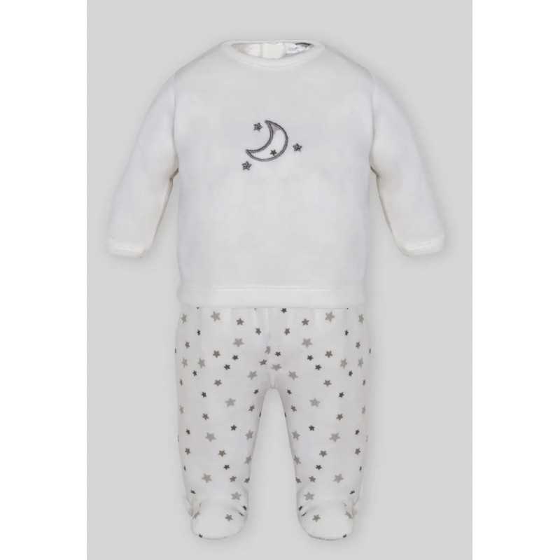 Moon Stamped Two Piece Set White/Grey