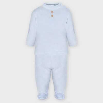 Round Neck Two Piece Set Blue