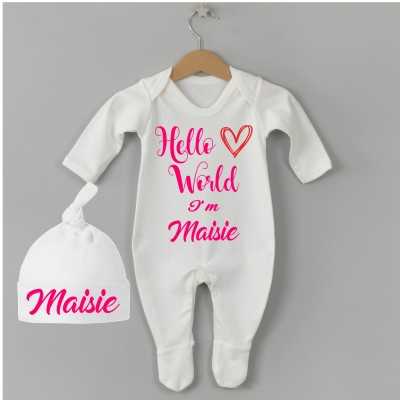 Baby grow and hat set Hello...