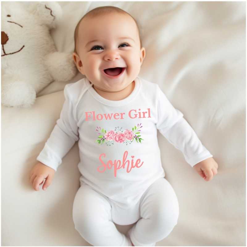 Personalised Baby Grow Flower Girl