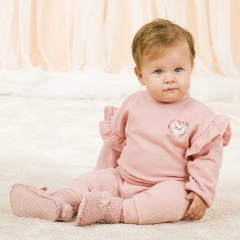 Pink Ruffled Baby Closed Sweatshirt