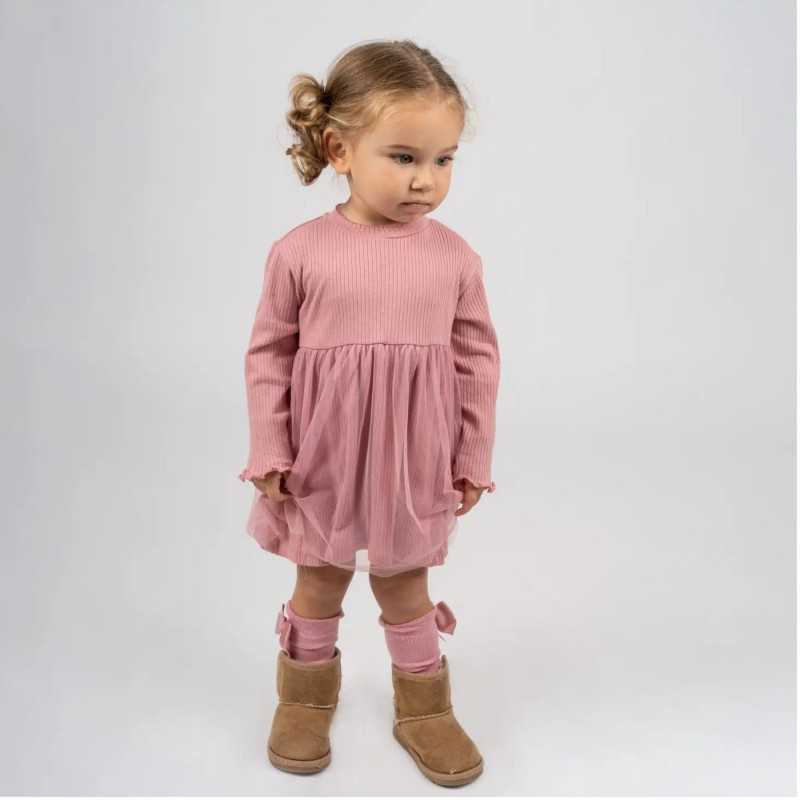 Ribbed Pink Baby Dress