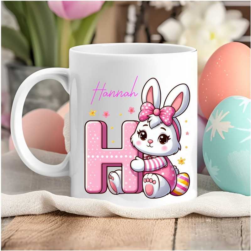Personalised Easter Pink Bunny Mug