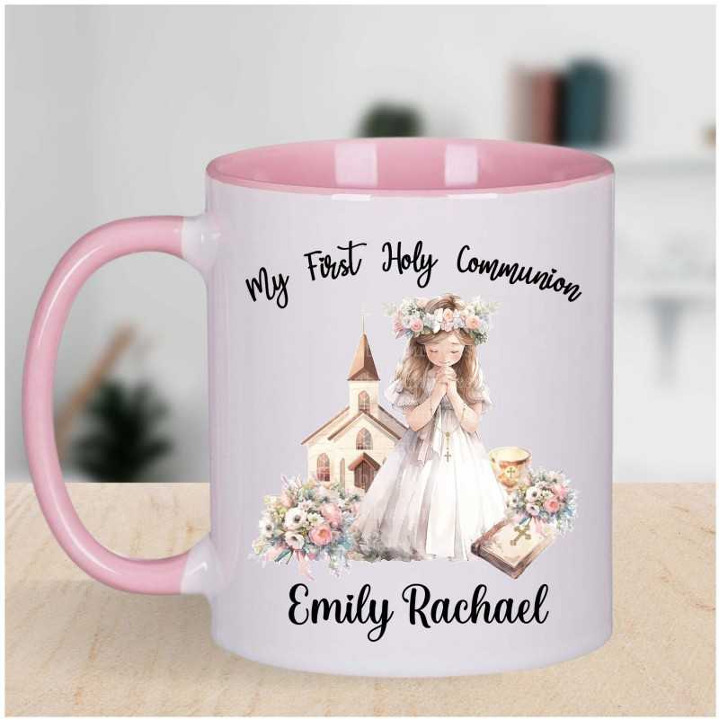 Personalised Communion Mug Pink