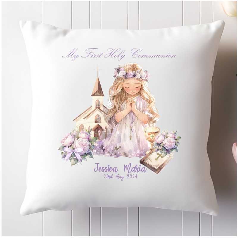 Personalised Communion Cushion Girl