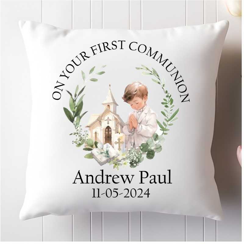 Personalised Communion Cushion Boy