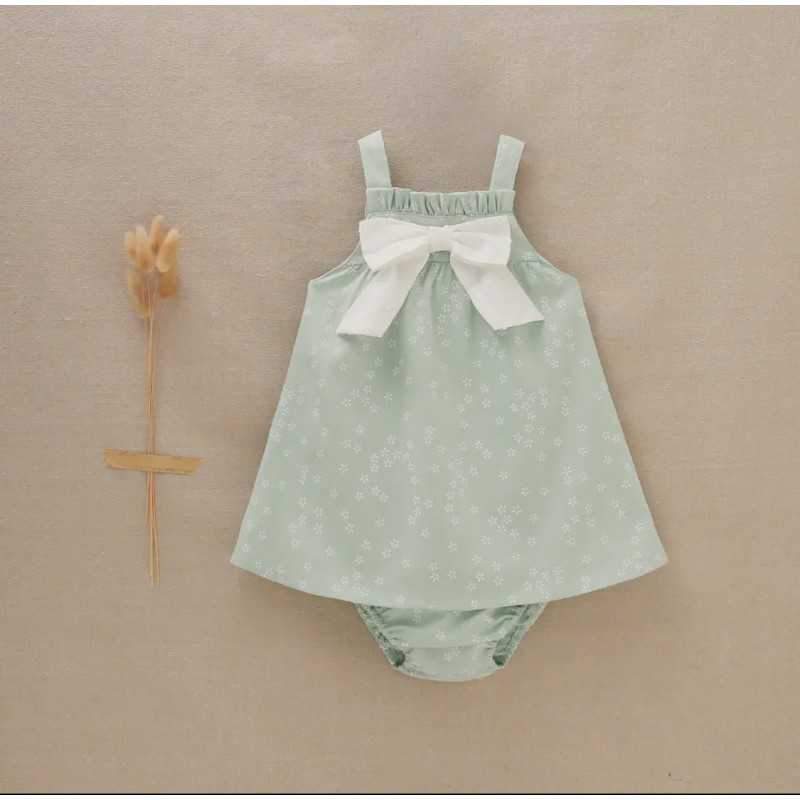 Green Baby Girl's Dress with Flowers...